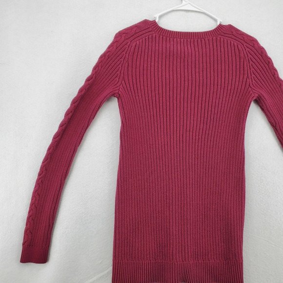 NAUTICA Sweater Women's Long Sleeve Round Neck Tight Knit Red Small - Picture 10 of 12
